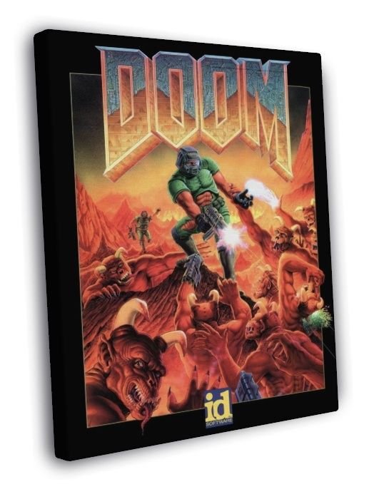 DOOM Original Video Game Retro Art  20x16 inch FRAMED CANVAS WALL PRINT