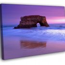 Purple Sunset Sea Stone Rock Beautiful Nature  20x16 inch FRAMED CANVAS WALL PRINT