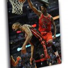 Jimmy Butler Dunk Chris Bosh Bulls Basketball  20x16 inch FRAMED CANVAS WALL PRINT