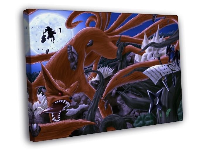 Naruto Kurama Nine-Tails Madara Uchiha Anime WALL  20x16 inch FRAMED CANVAS PRINT