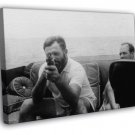 Ernest Hemingway Writer Gun Iron Sights Pilar Boat BW WALL  20x16 inch FRAMED CANVAS PRINT