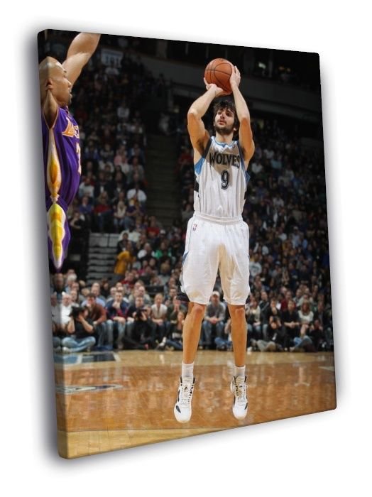 Ricky Rubio Minnesota Timberwolves Jump Shot WALL  20x16 inch FRAMED CANVAS PRINT