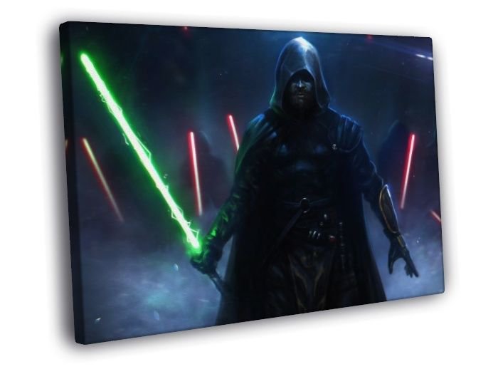Jedi Sith Lightsaber Force Star Wars Art  20x16 inch FRAMED CANVAS WALL PRINT