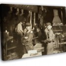 Boys Workers Glassworks Pittsburgh Retro Old BW  20x16 inch FRAMED CANVAS WALL PRINT
