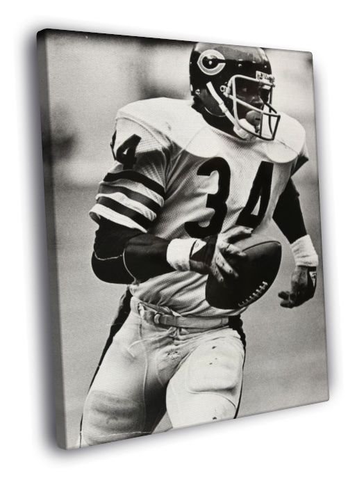 Walter Payton Chicago Bears Classic BW Sport  20x16 inch FRAMED CANVAS WALL PRINT