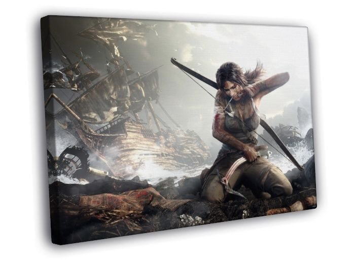 Tomb Raider Lara Croft Video Game  20x16 inch FRAMED CANVAS WALL PRINT