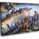 Pilot Aircraft World War 1 WW1 Military Painting  20x16 inch FRAMED CANVAS WALL PRINT