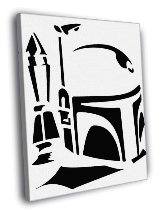 Jango Fett Stencil Artwork Star Wars WALL  20x16 inch FRAMED CANVAS PRINT