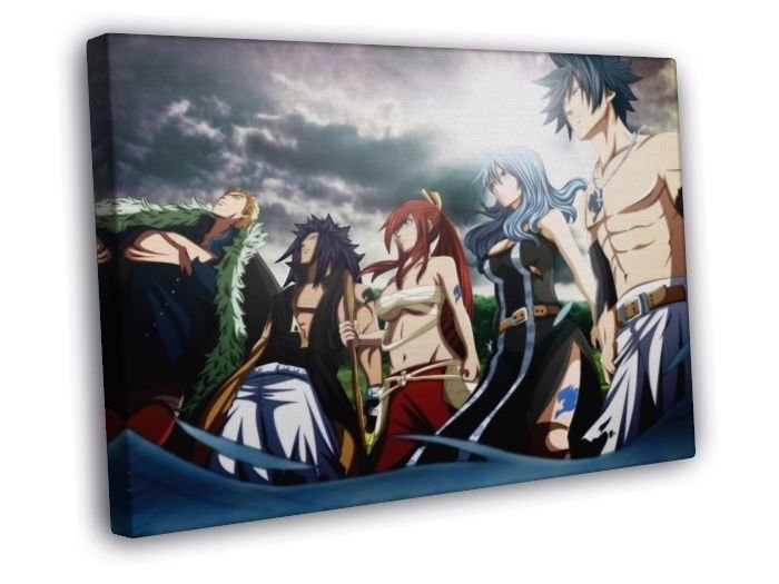 Fairy Tail Characters Anime Manga Art  20x16 inch FRAMED CANVAS WALL PRINT