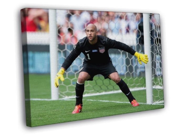 Tim Howard Goalkeeper Stance Post USA Soccer Football  20x16 inch FRAMED CANVAS WALL PRINT