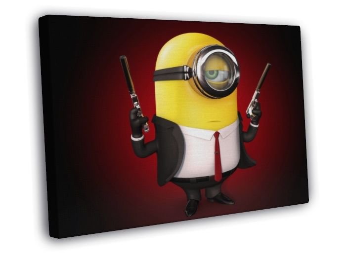 Despicable Me 2 Minion Hitman Cool Funny Movie  20x16 inch FRAMED CANVAS WALL PRINT