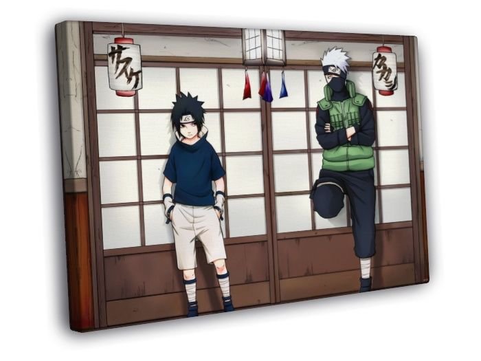 Naruto Sasuke Uchiha Kakashi Hatake Anime Art WALL  20x16 inch FRAMED CANVAS PRINT