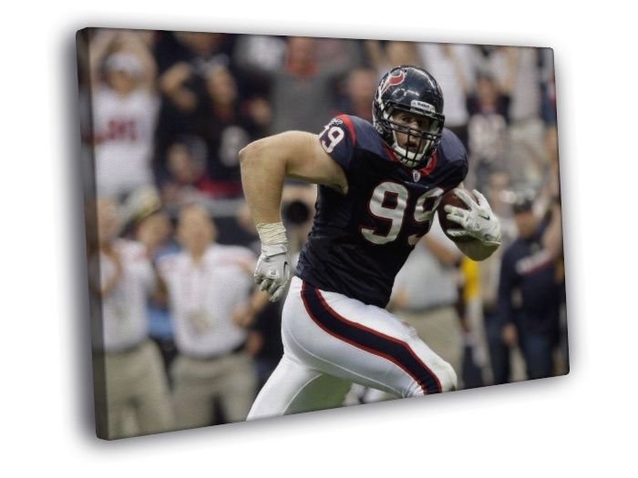 Justin James Watt Houston Texans Football Sport WALL  20x16 inch FRAMED CANVAS PRINT