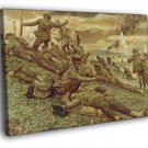Invasion of Normandy D-Day Battle WW2 Painting WALL  20x16 inch FRAMED CANVAS PRINT