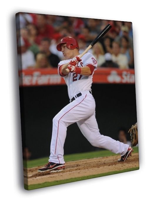 Mike Trout Los Angeles Angels of Anaheim  20x16 inch FRAMED CANVAS WALL PRINT
