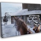 Western Duel Horse Riding Cowboys Painting Art  20x16 inch FRAMED CANVAS WALL PRINT