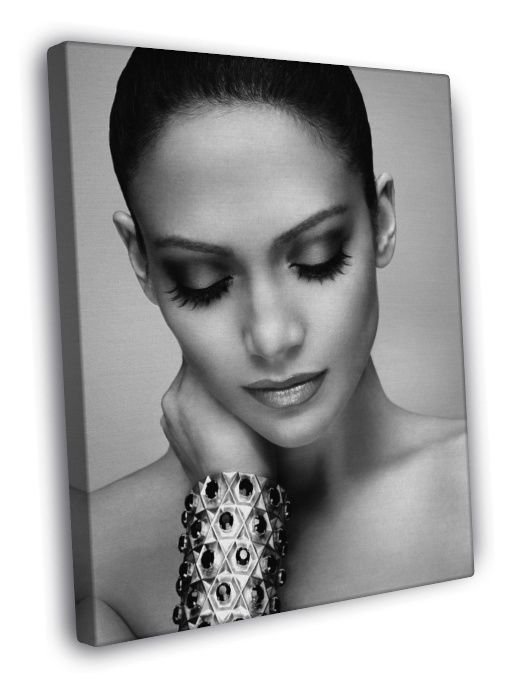 Jennifer Lopez Beautiful Cool Portrait BW Pop Singer WALL  20x16 inch FRAMED CANVAS PRINT