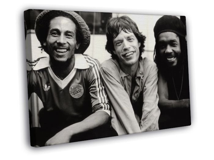 Bob Marley Mick Jagger Peter Tosh Backstage 1978  20x16 inch FRAMED CANVAS WALL PRINT