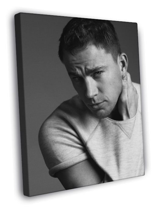 Channing Tatum Portrait Actor BW  20x16 inch FRAMED CANVAS WALL PRINT