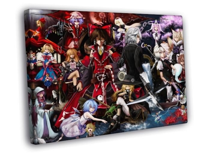 Touhou Project Characters Beautiful Anime Art WALL  20x16 inch FRAMED CANVAS PRINT