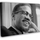 Malcolm X Human Rights BW Portrait WALL  20x16 inch FRAMED CANVAS PRINT
