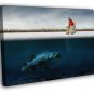 Fishing Cool Funny Giant Fish Underwater Ice Winter WALL  20x16 inch FRAMED CANVAS PRINT
