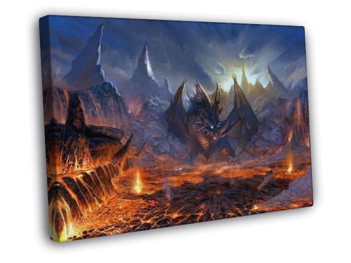 Valakas Lineage 2 Dragon LA 2 MMO Video Game Art  20x16 inch FRAMED CANVAS WALL PRINT