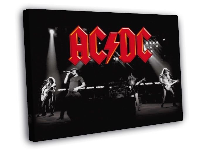 AC DC Great BW Stage Performance Music Hard Rock Band  20x16 inch FRAMED CANVAS WALL PRINT