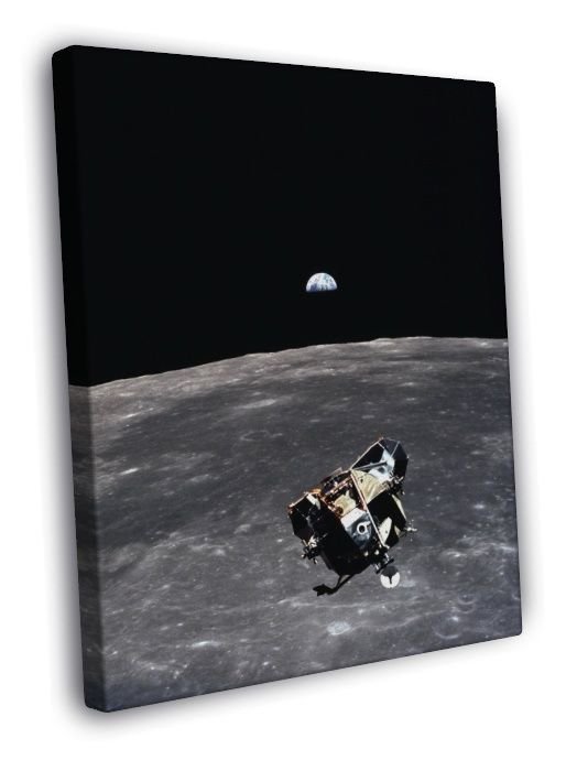 Moon Surface Earth Michael Collins 1969 Epic Old WALL  20x16 inch FRAMED CANVAS PRINT