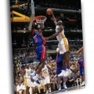 Ben Wallace vs Shaquille O'Neal Block Pistons  20x16 inch FRAMED CANVAS WALL PRINT