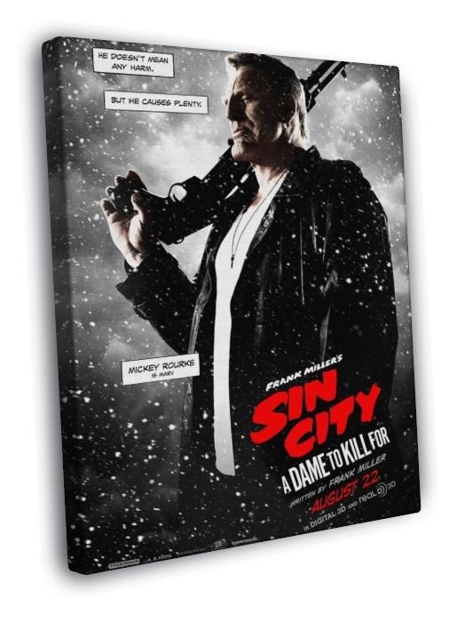 Sin City A Dame to Kill For Marv Mickey Rourke Movie WALL  20x16 inch FRAMED CANVAS PRINT