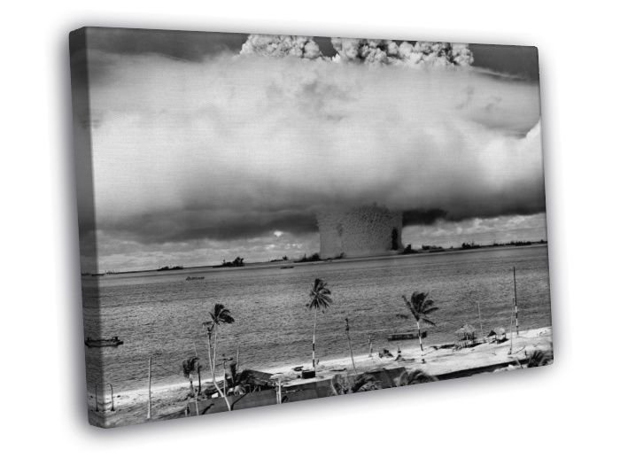 Nuclear Atomic Blast Explosion Sea Mushroom Cloud WALL  20x16 inch FRAMED CANVAS PRINT