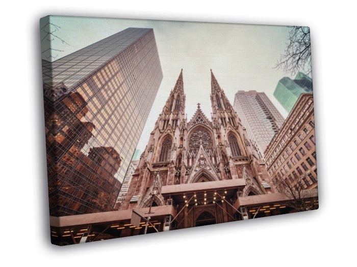St. Patrick's Cathedral New York USA City  20x16 inch FRAMED CANVAS WALL PRINT