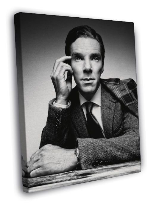 Benedict Cumberbatch Portrait Actor BW  20x16 inch FRAMED CANVAS WALL PRINT