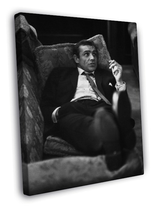Sean Connery Behind the Scenes Movie Rare  20x16 inch FRAMED CANVAS WALL PRINT