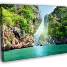 Tropical Emerald River Cliffs Rocks Beautiful  20x16 inch FRAMED CANVAS WALL PRINT