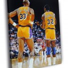 Magic Johnson Kareem Abdul-Jabbar Lakers Retro WALL  20x16 inch FRAMED CANVAS PRINT