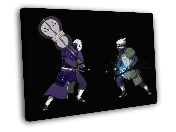 Naruto Kakashi Hatake Obito Uchiha Anime Manga WALL  20x16 inch FRAMED CANVAS PRINT