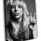 Lady Gaga Incredible BW Portrait Tear Beautiful Rare  20x16 inch FRAMED CANVAS WALL PRINT