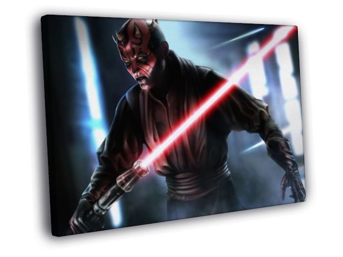 Darth Maul Sith Lightsaber Star Wars Art  20x16 inch FRAMED CANVAS WALL PRINT