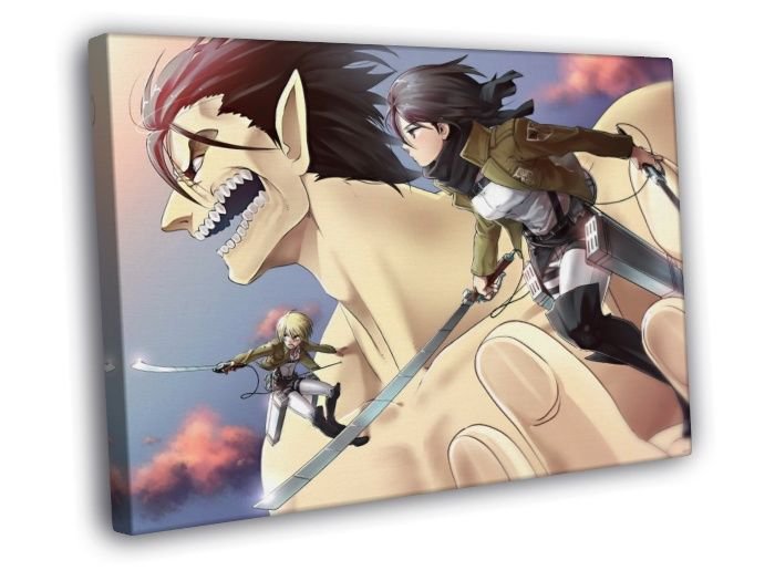 Mikasa Ackerman Shingeki no Kyojin Anime Manga  20x16 inch FRAMED CANVAS WALL PRINT