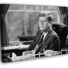 JFK John Fitzgerald Kennedy US Portrait BW WALL  20x16 inch FRAMED CANVAS PRINT