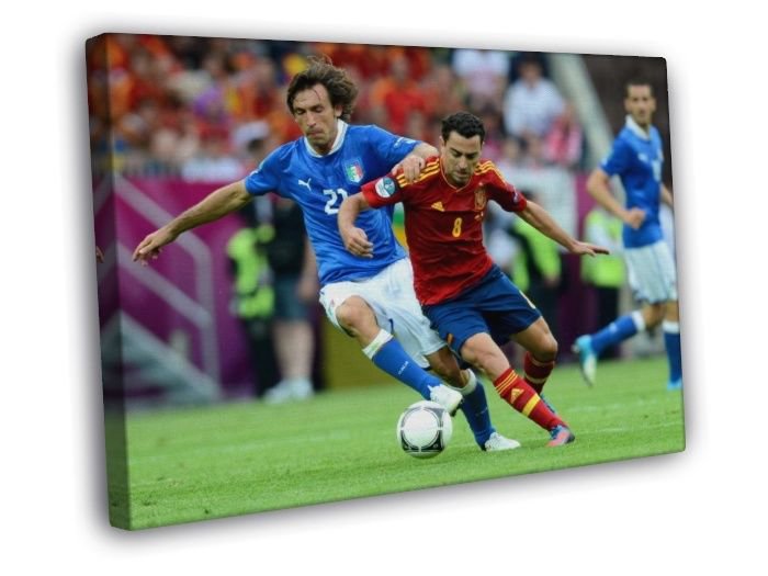 Xavi Hernandez Andrea Pirlo World 2014 Cup Brazil  20x16 inch FRAMED CANVAS WALL PRINT