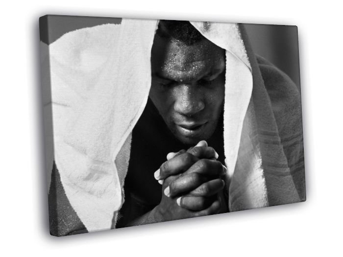Mike Tyson Portrait Boxer BW  20x16 inch FRAMED CANVAS WALL PRINT