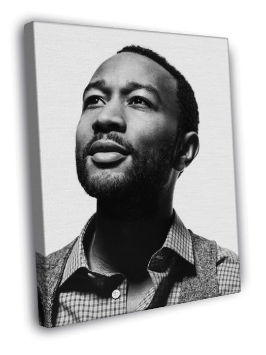 John Legend Amazing BW Portrait Handsome Music  20x16 inch FRAMED CANVAS WALL PRINT