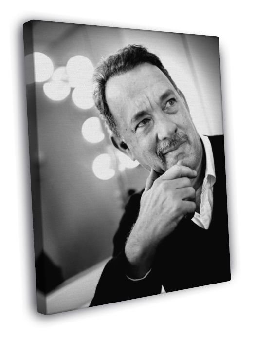 Tom Hanks Brilliant BW Portrait Charming Rare  20x16 inch FRAMED CANVAS WALL PRINT
