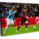 Lionel Messi Dribbling Barcelona Champions League WALL  20x16 inch FRAMED CANVAS PRINT