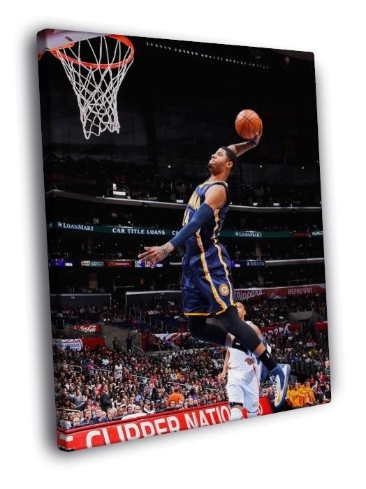 Paul George Slam Dunk Indiana Pacers  20x16 inch FRAMED CANVAS WALL PRINT