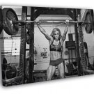 Hot Girl Powerlifting Bodybuilding Fitness Workout BW  20x16 inch FRAMED CANVAS WALL PRINT