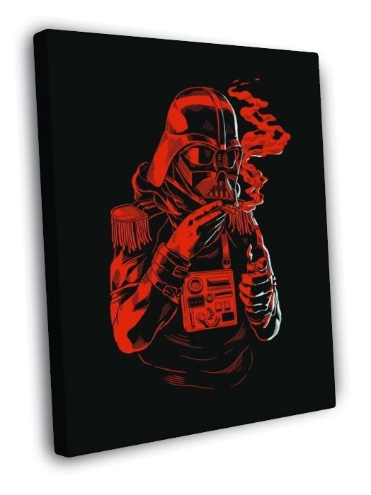 Darth Vader Cool Monochrome Red Art Funny Star Wars WALL  20x16 inch FRAMED CANVAS PRINT